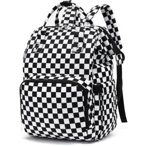 Checkered Women Laptop Backpack, College School Backpack Bookbag 15.6 Inch Computer Backpacks for Work Business Travel