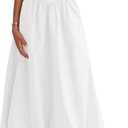 BTFBM Women's 2026 Summer Casual Sleeveless Midi Dress Patchwork Knit Tank Bubble Long Flowy Beach Maxi Sundress Pockets(White, X-Large)