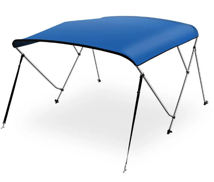 96" 4 Bow Bimini Top Boat Cover, Waterproof Aluminum Frame, Gray