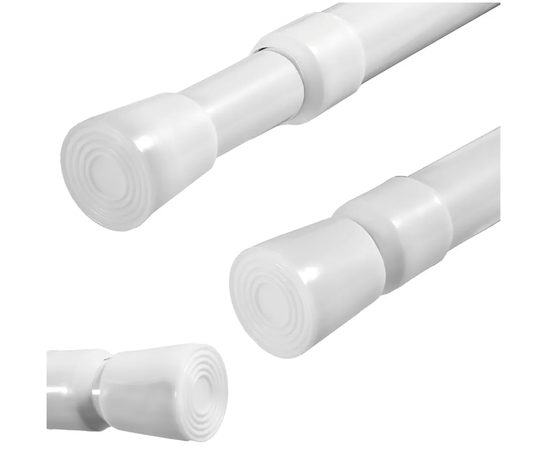 ZAIKEHHA 2 Pack Spring Tension Curtain Rods White Ajustable 53-98inchs, 0.86inch Diameter, Extension Spring Tension Rods Suitable for Use in Bathroom Window Screen Curtain Wardrobe (white)
