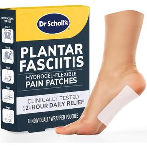 Dr. Scholl's Plantar Fasciitis Pain Patches with Hydrogel Flexible Technology, 8 Ct // Clinically Tested 12-Hour Daily Pain Relief - Contours to Your Foot - with Lidocaine & Menthol, 8 Treatments (White)