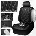 CAR PASS Piping Luxury Leather Two Front Car Seat Covers,Silver Glitter Waterproof Seat Cover Compatible with Front Seat Armrests,Universal Fit for Suvs,Vans,Trucks,Airbag Compatible(Black and Silver)