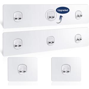 Shower Caddy Adhesive Replacement, 4 Pack Strong Adhesive Shower Hooks, Water-Proof Shower Adhesive Strips, No Drilling for Corner Shelf Basket, Bathroom Storage Shelves and Kitchen Racks