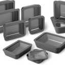 Ceramic Coated Glass Food Storage Containers | No PTFE, PFOA, PFAS, and BPA | Reusable Non Toxic Meal Prep Containers with Glass Lids | Easy To Store | 5 Piece Set [Onyx]