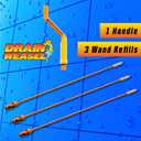 FlexiSnake Drain Weasel Sink Snake Hair Clog Remover Tool Kit, Sink, Pipe, Bathroom, Bathtub Drain Cleaner, 18-inch Long, Flexible, Made in The USA, 3 Pack Wand Refills and Removable Handle