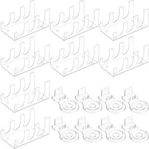 RattanView 16 pack Acrylic China Dinnerware Display Stand 8 Pcs 3 Tiers Clear Plate Dish Platters Setting Holder and 8 Pcs Tea Cup Saucer Stand for Kitchenware Tableware Display Organizer