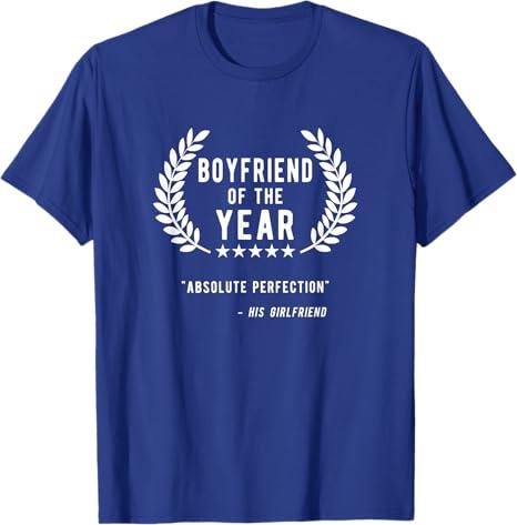Funny Boyfriend Gifts, Boyfriend of The Year T-Shirt,Royal Blue, Small