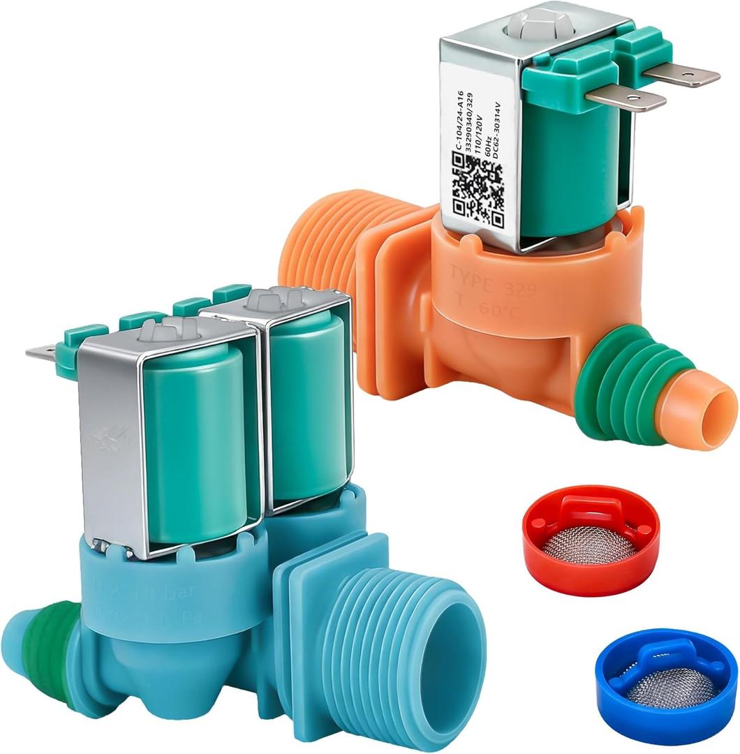 DC62-00311F&DC62-30314V Washer Water Inlet Valve set compatible with Sam-sung Washer WA40J3000AW WA45N3050AW WA40J3000AW/AA WA45T3200AW WA45N3050AW/A4 WA40J3000AW/A2 WA40J3000AW/A2-01 WA41A3000AW/A4