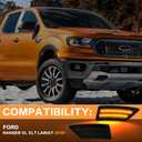 LED Side Marker Lights Compatible With Ford Ranger XL XLT Lariat 2019 2020 2021 2022 2023 Front Bumper Turn Signal Lamps Smoked Lens
