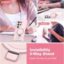 SKYLMW Compatible with Samsung Galaxy S24 Ultra Case with Magnetic Invisible Ring Stand, Compatible with Mag-Safe, Military Drop Protection Silicone S24 Ultra Phone Case for Women Men, Pink