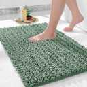 Yimobra Bath Rug Mat, 32 x 20, Soft Shaggy Non-Slip Chenille Bathroom Rugs, Large Size, Super Absorbent and Thick, Machine Washable Bathroom mat, Tub and Shower, Home Decor Accessories, Green