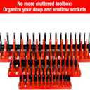 AIUITIO 6PCS Socket Organizer Tray Set, Red SAE & Black Metric Socket Storage Trays, 1/4-Inch, 3/8-Inch & 1/2-Inch Drive Deep and Shallow Socket Holders for Toolboxes