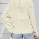 Saodimallsu Womens Crochet Button Sweaters Batwing Long Sleeve Henley Knit Shirts Drawstring Loose Trendy Sweater Tops (Small, White)