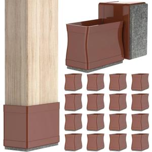 3/4" x 1.5" Rectangular Chair Leg Floor Protectors, Chair Leg Covers to Protect Floors, Chair Leg Caps,Chair Leg Protectors for Hardwood Floors, Anti-Scratch & No Noise. 24 Pcs Brown. (Small)