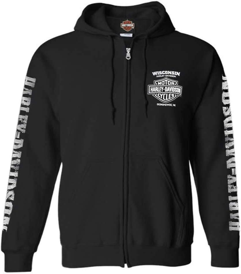 Harley-Davidson Men's Lightning Crest Full-Zippered Sweatshirt, Black (2XL)
