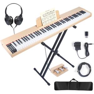 88 Key Digital Piano Keyboard,88 Key Full Size Weighted Hammer Action Electric Keyboard Piano with 200 Rhythms,200 Tones, Piano Keyboard with Stand, TriplePedal,Headphone, Carrying Bag