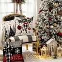 BBOLDIN Christmas Throw Pillow Covers 18x18, Christmas Pine Tree Snowflake Red Black and Grey Pillow Cases Set of 4, Winter Holiday Cushion Covers Decorations for Indoor Sofa Living Room Farmhouse