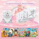 Zynlio 12 Packs Princess Pre Drawn Canvas for Painting, Pre Printed Cute Bulk Painting Canvas with Pictures to Paint Gift