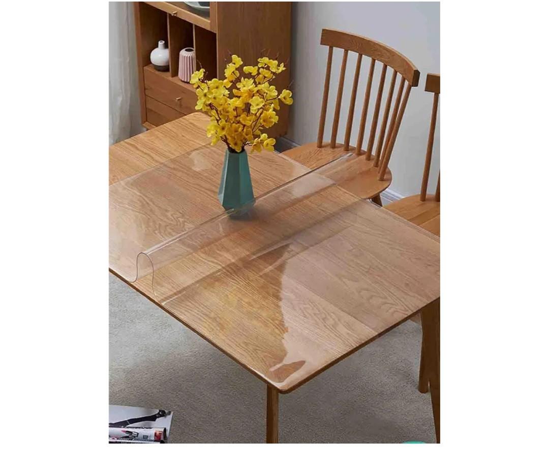 KyMar Clear Plastic Tablecloth Rectangle Waterproof Oilproof Stain Resistant Wipeable Transparent Vinyl Table Cloth Protector (20×42 inch)