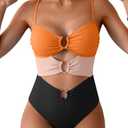 Eomenie Womens Cutout One Piece Swimsuit with Ring Linked Sexy Monokini Bathing Suit for Beach Vacation Medium