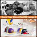 Hat Organizer Box for Baseball Cap, Stackable Hats Storage Container with Sliding Tray Drawer, Large Caps Display Case with Magnetic Door for Closet 16-20 Hats 2Pack Clear
