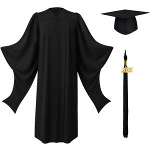 GraduationMall Masters Graduation Gown Cap with 2026 Tassel Graduation, Unisex Economy Set for Grad Party, Black 57(6'0"-6'2")