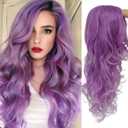 Curly Wavy Purple Wig for Women Side Part Colorful Wig Cosplay Costume Synthetic Replacement Wig for Women, Purple