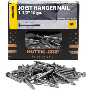 Huttig-Grip 1-1/2 inches Joist Hanger Nail 10 Gauge Bright Finish, 1 lb Pack of 165 Nails