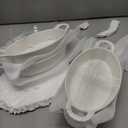 MALACASA Small Casserole Baking Dishes for Oven, Ceramic Oval Baking Dish Sets of 4, 8" x 5" Inch Au Gratin Baking Pans with Handles for Roasting, Lasagna, Pie, Baking Meat & Vegetables, White