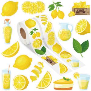 Yellow Lemon Sticker Roll- 1000Pcs Spring Summer Clementine Fruit Waterproof Aesthetic Decals for Scrapbook Crafts Laptop Party Supplies Favors Windows Water Bottle Home Decor Guiatr Birthday