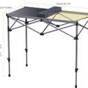 Anbte 34.2 Tall Camping Table Foldable, 2 Adjustable Height Large Roll Up Camping Table Support 264lbs with Storage Basket and Bag, Waterproof, for Travel BBQ Outdoor Patio, 39.4 x 19.7, Black, 39.4L x 19.7W x 34.2H