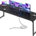 PRAISUN 80 X 24 Inch Office Computer Desk with Power Outlets and USB-C Port, Larger and Longer Gaming Desk, for Home Office, Study, Writing Work from Home Table, Metal Frame, Black