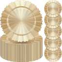 Mifoci 50 Pcs Champagne Gold Charger Plates Bulk, 13 Inch Round Chargers