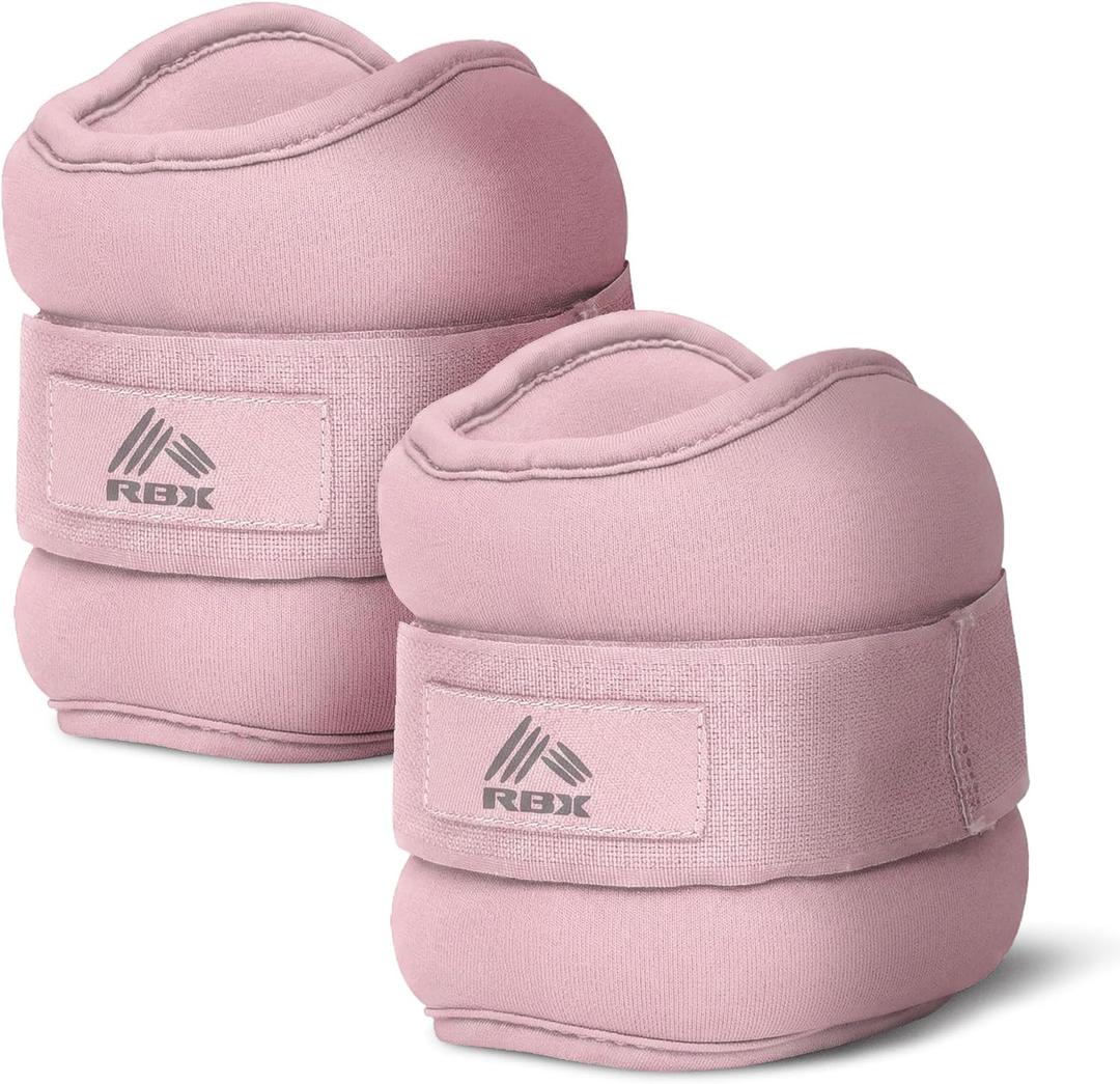 RBX Wrist & Ankle Weights Set, Adjustable Comfort Fit for Training & Toning (4lb (2lb Each), Pink)