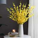 Nubry 12pcs Artificial Orchids Flowers Fake Silk Dancing Lady Orchid Faux Long Stem Flowers in Bulk for Home Wedding Office Party Festive Indoor Outdoor Decoration (Yellow)
