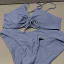 Meetall Blue High Cut Triangle Bikini Set Swimsuits for Women Sexy Cheeky String Brazilian Bathing Suits Two Piece, Size XL