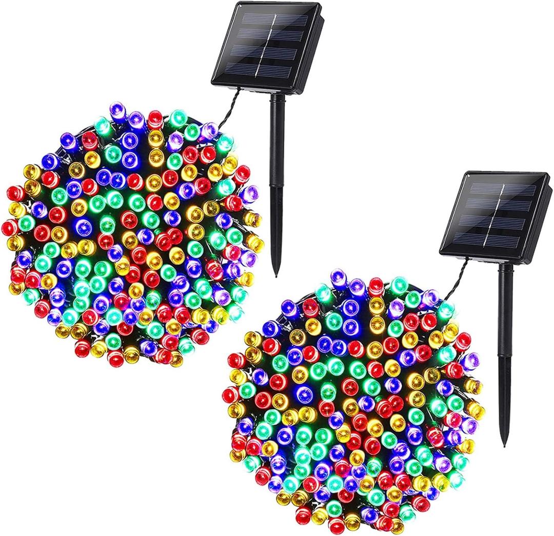 Joomer Solar Christmas Lights, 2 Pack Total 144 FT 400 LED 8 Modes Waterproof Solar String Lights Outdoor Auto ON/Off for Patio, Tree, Garden, Christmas Decorations (Multicolor)
