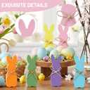 Chunful 6 Pcs Easter Bunny Table Decor Colorful Wood Bunny Signs Rabbit Shaped Tiered Tray Decor for Home Mantel Room Freestanding Tabletop Decorations Spring Party Supplies