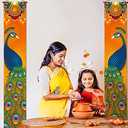 Diwali Porch Banner Deepavali Festival of Lights Peacock Indian Holiday Party Decor Front Door Wall Hanging Banner Decoration