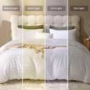 JELLYMONI Plush Duvet Cover Set - Twin Size Beige Striped Fluffy Comforter Cover 2pcs Bedding Set Luxury Ultra Soft Faux Fur Duvet Cover with Zipper and 1 Pillowcase (NO Comforter) (Twin(68"90"))