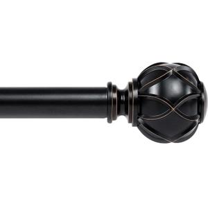 KAMANINA Curtain Rods for Windows 66 to 120 Inch, 7/ 8 Inch Black Heavy Duty Curtain Rod 32 to 115 (2.6-9.6ft), Adjustable Decorative Drapery Rods with Netted Texture End