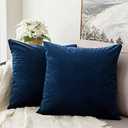 MIULEE Velvet Throw Pillow Covers 18x18 Inch, Pack of 4 - Dark Blue, Super Soft Decorative Square Cushion Cases Modern Luxury Home Decor for Sofa, Couch, Bed, Chair