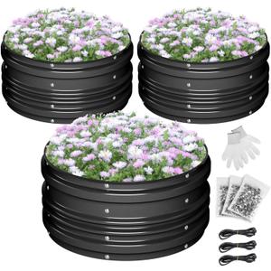 WORKPRO 3PK 2x2x1ft Outdoor Galvanized Raised Garden Bed Kit, Rust & Corrosion Protection, Easy Assembly, Safe Edge, Ideal for Vegetables & Flowers, Black