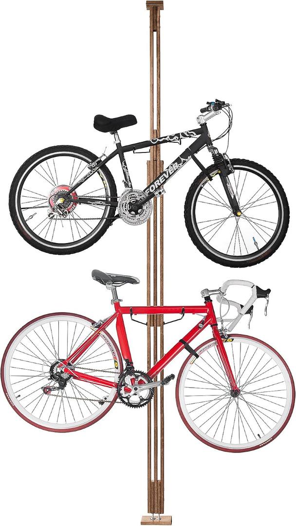 RAD Cycle Woody Bike Stand Bicycle Rack Storage or Display Holds Two Bicycles and is Constructed of Stylish Hard Wood, 75"D x 8"W x 3"H