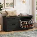  FATORRI Shoe Storage Bench, 41 Inch Entryway Bench, Mudroom Bench, Black, 13.39"D x 40.94"W x 18.11"H