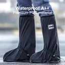 Waterproof Shoe Covers, Reusable & Foldable Rain Boot Shoe Cover with Zipper, Non-Slip, Reflector, Men Women Rain Gear, Black, Medium