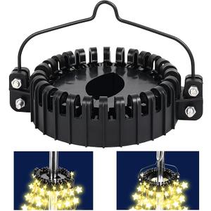 Christmas Tree Flag Pole Mega Topper Light Hook, 2in1 Flagpole Lights Hook Christmas Tree Light Kit for Hanging Strings & Xmas Patio Yard Party Decoration with Rope Hook