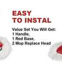2 Spin Mop Head Replacement, 1 Base, 1 Mop Handle (30-58in) Combo Mops Set Compatible with OCedar EasyWring RinseClean Microfiber Mops (White (1-Tank System))