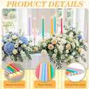 Baquler 24 Pcs 11'' Pastel Flameless Taper Candles Colorful LED Candle Sticks Colored Battery Operated Candle Pink Plastic Flickering Candlestick for Easter Wedding Birthday Dinner Table Party Decor