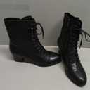 Women's Victorian Ankle Boots Lace UP Boots For Women Booties Side Zipper Block Chunky Mid Heel, Size 8.5